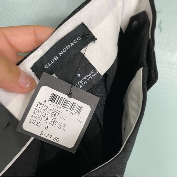 Club Monaco Ryanne CB Pant Tuxedo‎ Side Stripe Black Blue Sz 6 Cropped Pants - Picture 5 of 6